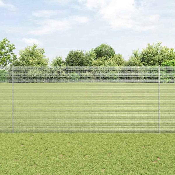 ARDEBO.de - Geschweißter Drahtzaun mit Pfosten 25 x 1,4 m Verzinkter Stahl