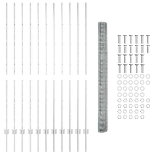Zaun mit Pfosten Silber 1.6 x 25 m Stahl