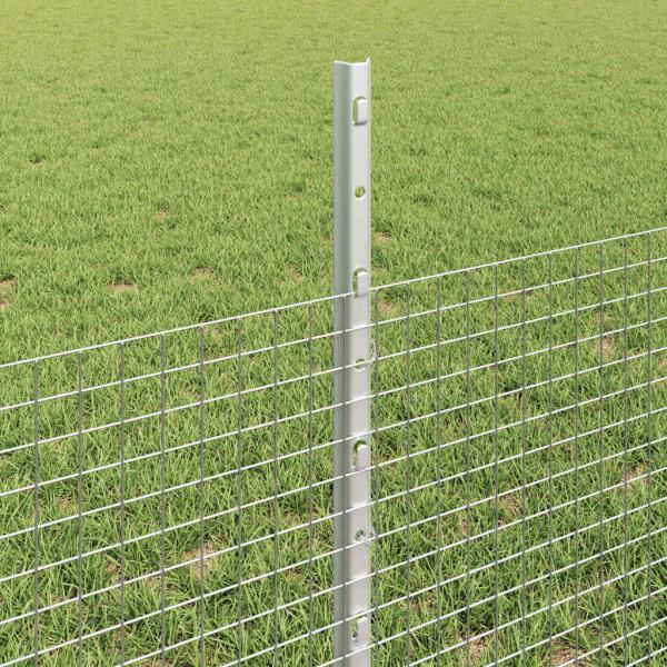 Zaun mit Pfosten Silber 0,5 x 50 m Stahl
