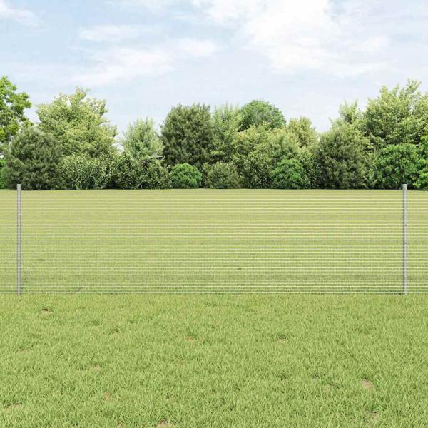 ARDEBO.de - Zaun mit Pfosten Silber 0,6 x 50 m Stahl
