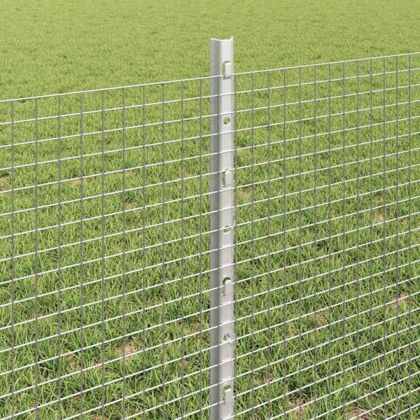 Zaun mit Pfosten Silber 0,6 x 50 m Stahl