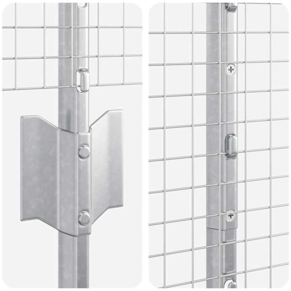 Zaun mit Pfosten Silber 1 x 50 m Stahl