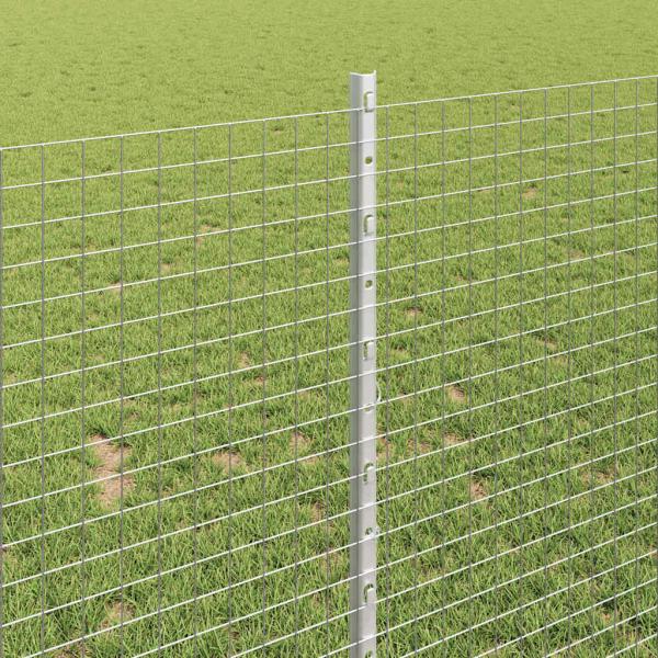 Zaun mit Pfosten Silber 1 x 50 m Stahl