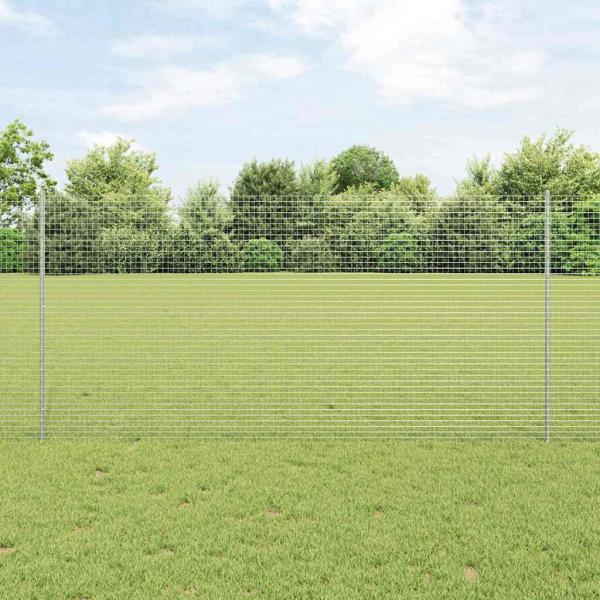 Zaun mit Pfosten Silber 1,2 x 50 m Stahl