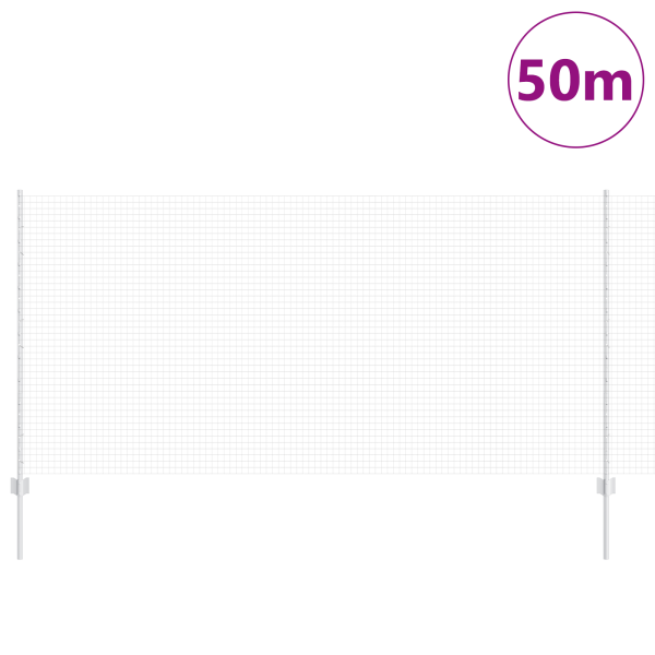 Zaun mit Pfosten Silber 1,2 x 50 m Stahl