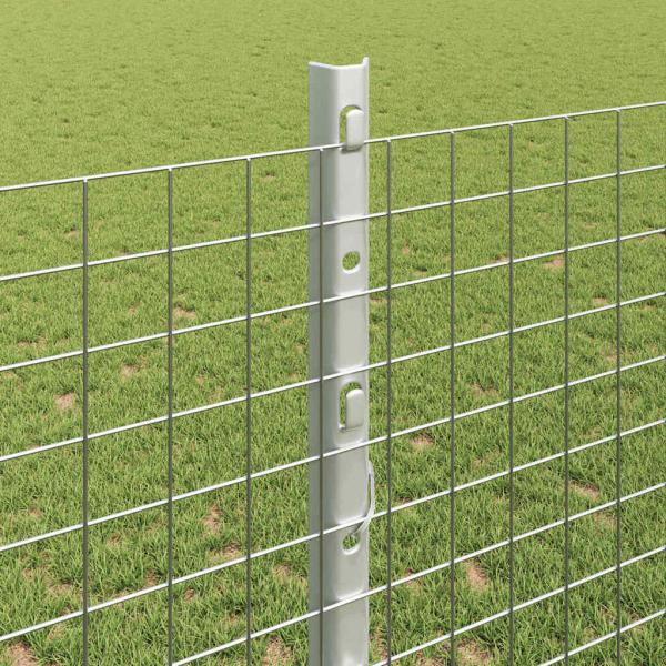 Zaun mit Pfosten Silber 1,2 x 50 m Stahl