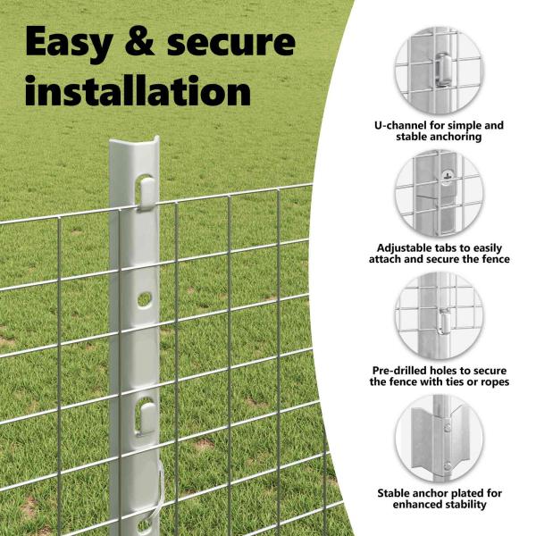Zaun mit Pfosten Silber 1,2 x 50 m Stahl
