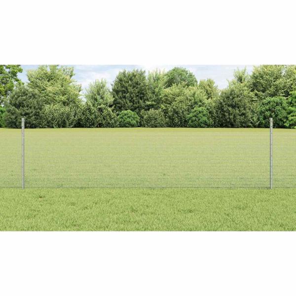 Zaun mit Pfosten Silber 0,5 x 100 m Stahl