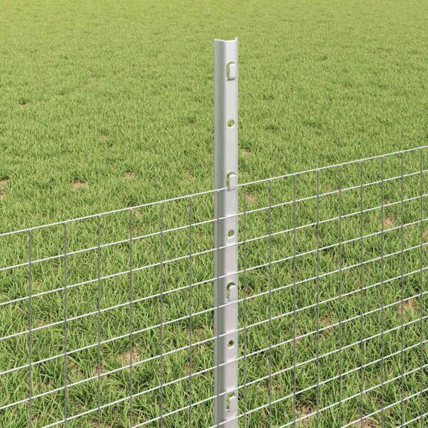 Zaun mit Pfosten Silber 0,5 x 100 m Stahl