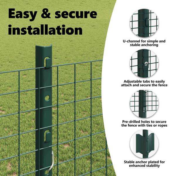 Zaun mit Pfosten Grün 1,2 x 10 m Stahl und PVC