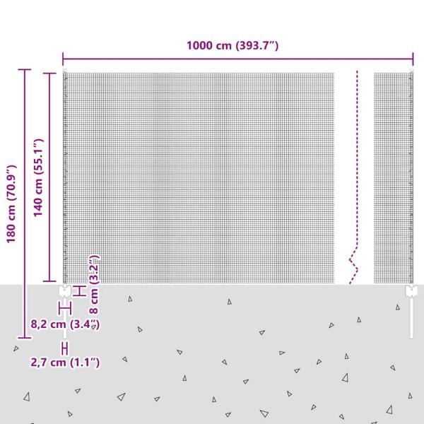 Zaun mit Pfosten Grün 1,4 x 10 m Stahl und PVC