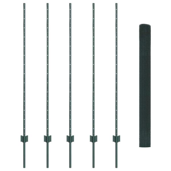 Zaun mit Pfosten Grün 1,4 x 10 m Stahl und PVC