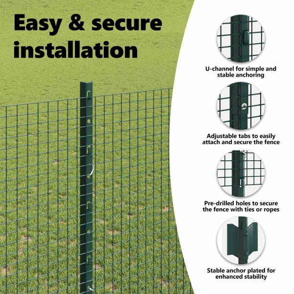 Zaun mit Pfosten Grün 1,6 x 10 m Stahl und PVC