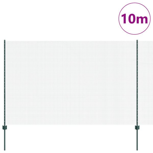 Zaun mit Pfosten Grün 1,6 x 10 m Stahl und PVC