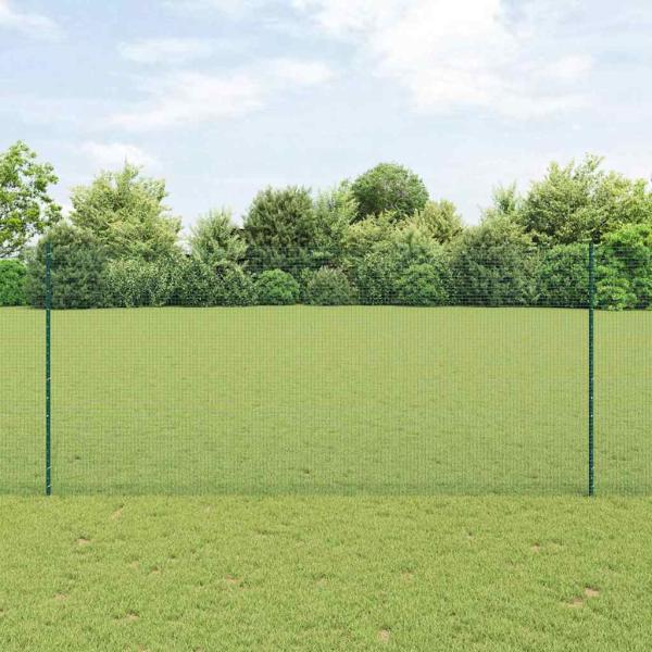 ARDEBO.de - Geschweißter Drahtzaun mit Pfosten 25 x 1,4 m Grün Netz