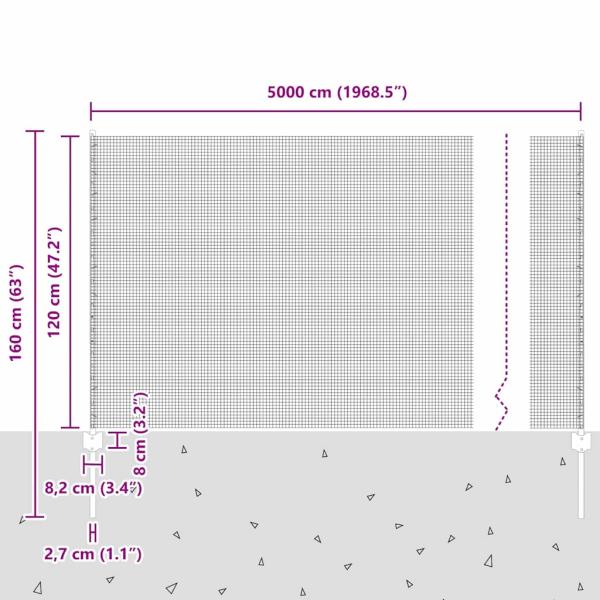 Zaun mit Pfosten Grün 1,2 x 50 m Stahl und PVC