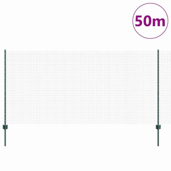Geschweißter Drahtzaun mit Pfosten 50 x 1,2 m Grün Netz