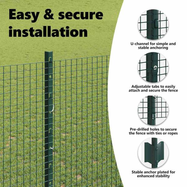 Zaun mit Pfosten Grün 1,4 x 50 m Stahl und PVC