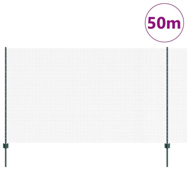 Geschweißter Drahtzaun mit Pfosten 50 x 1,4 m Grün Netz