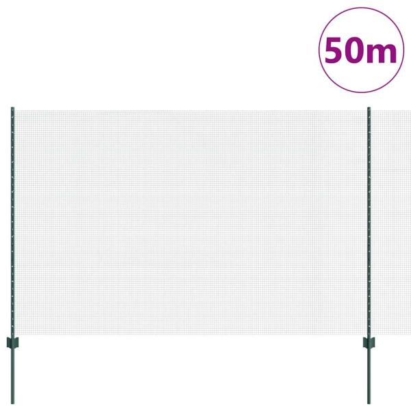 Geschweißter Drahtzaun mit Pfosten 50 x 1,5 m Grün Netz