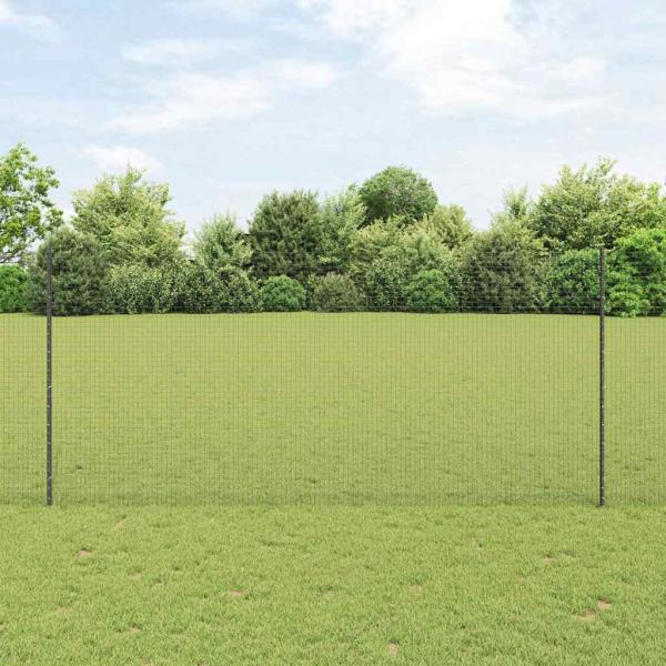 ARDEBO.de - Geschweißter Drahtzaun mit Pfosten 10 x 1,4 m Grau Netz