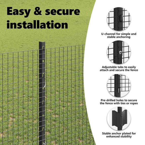 Zaun mit Pfosten Grau 1,5 x 10 m Stahl und PVC