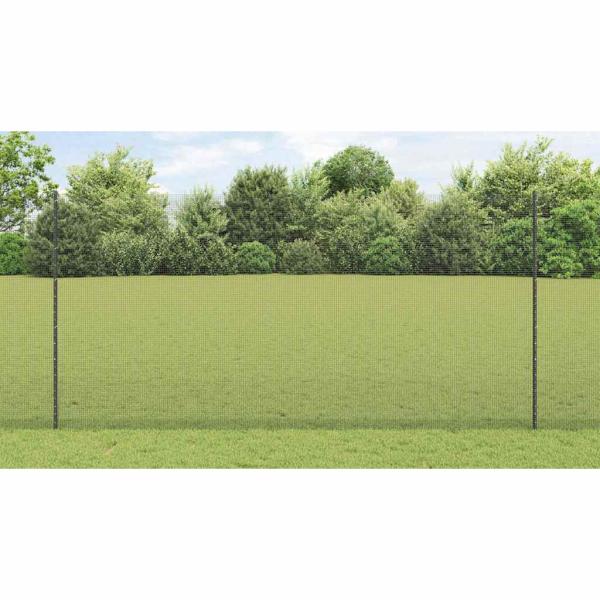 Zaun mit Pfosten Grau 1,6 x 10 m Stahl und PVC