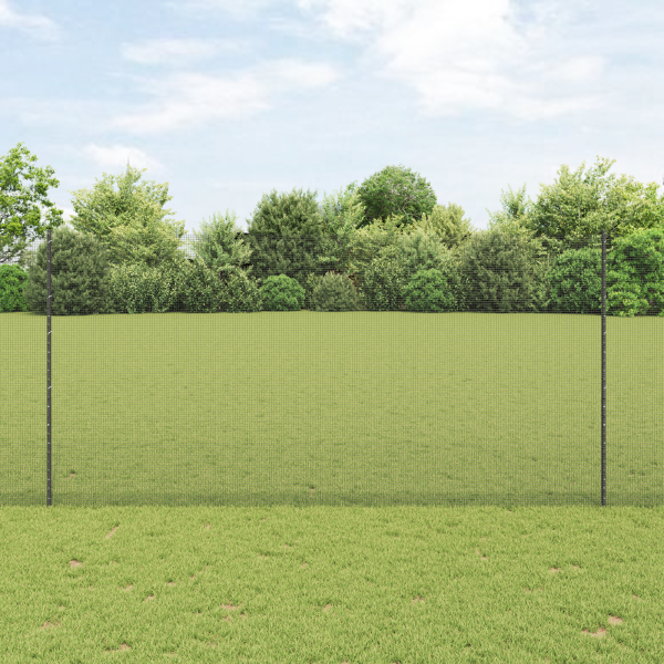 Zaun mit Pfosten Grau 1,6 x 10 m Stahl und PVC
