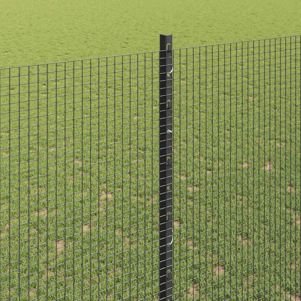 Zaun mit Pfosten Grau 1,6 x 10 m Stahl und PVC