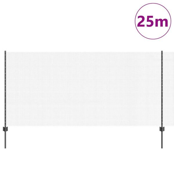 Geschweißter Drahtzaun mit Pfosten 25 x 1,2 m Grau Netz