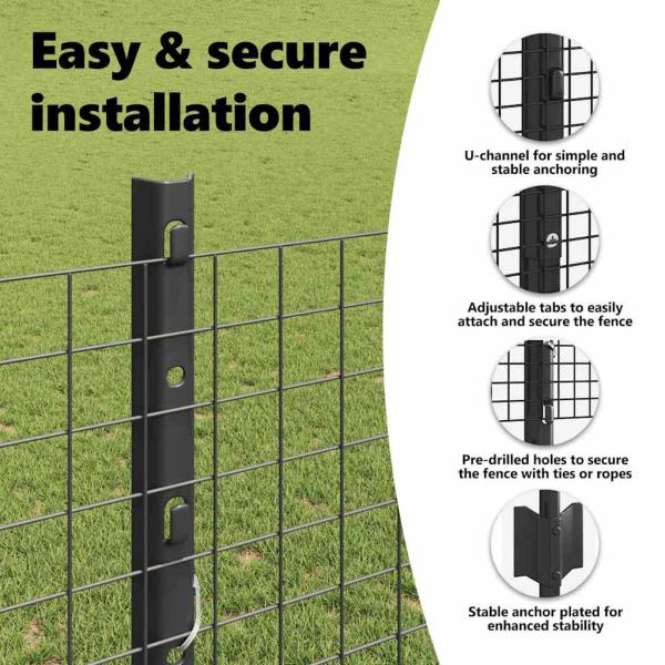 Zaun mit Pfosten Grau 1,2 x 25 m Stahl und PVC
