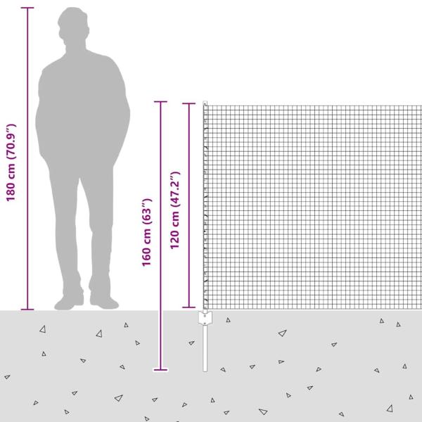 Zaun mit Pfosten Grau 1,2 x 25 m Stahl und PVC