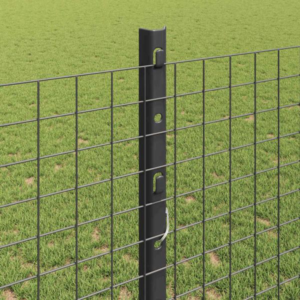 Zaun mit Pfosten Grau 1,2 x 25 m Stahl und PVC