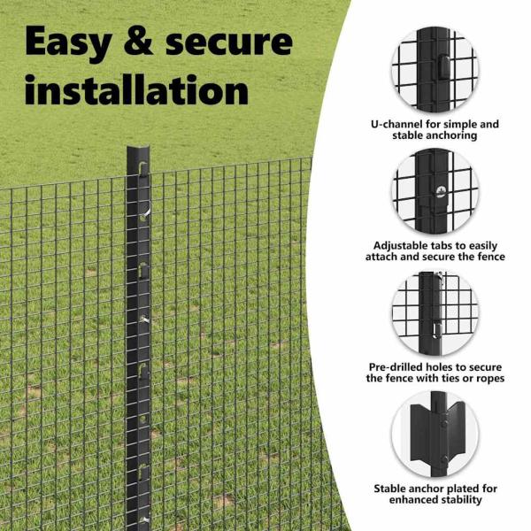 Zaun mit Pfosten Grau 1,4 x 25 m Stahl und PVC