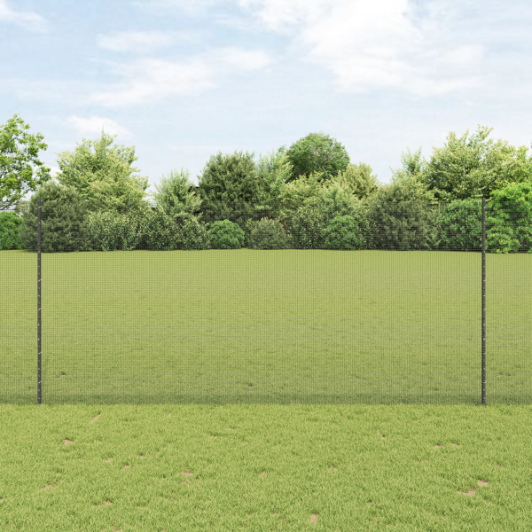 Zaun mit Pfosten Grau 1,4 x 25 m Stahl und PVC
