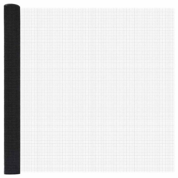 Zaun mit Pfosten Grau 1,5 x 25 m Stahl und PVC