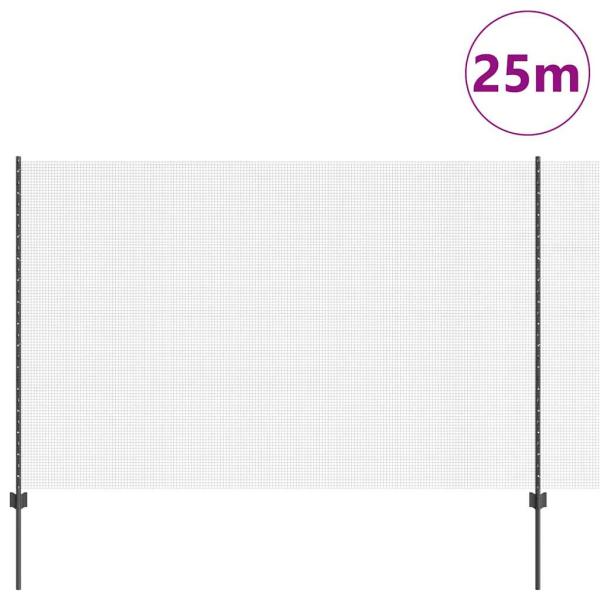 Zaun mit Pfosten Grau 1.6 x 25 m Stahl und PVC