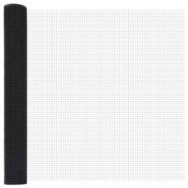 Zaun mit Pfosten Grau 1 x 50 m Stahl und PVC