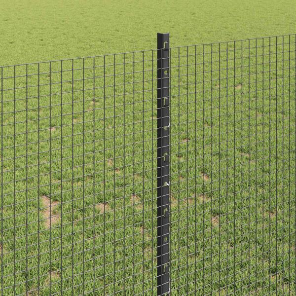 Zaun mit Pfosten Grau 1 x 50 m Stahl und PVC