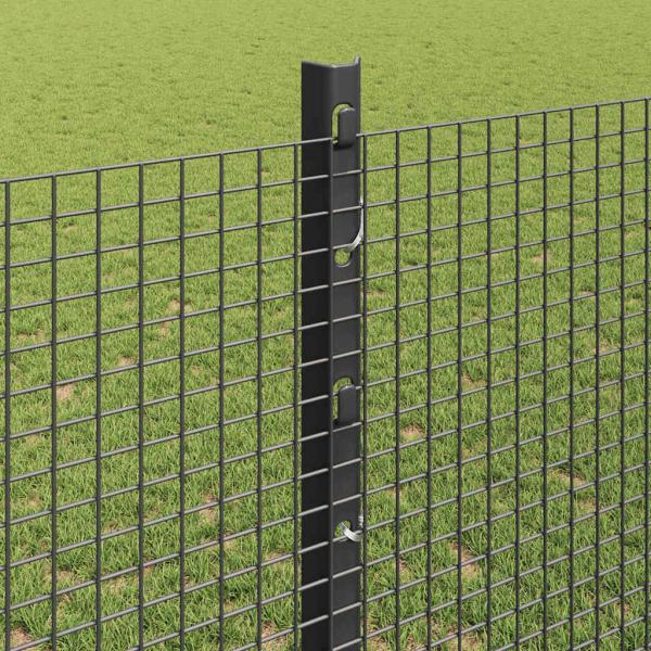 Zaun mit Pfosten Grau 1,2 x 50 m Stahl und PVC