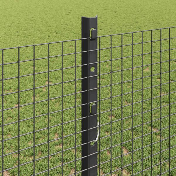 Geschweißter Drahtzaun mit Pfosten 50 x 1,2 m Grau Netz