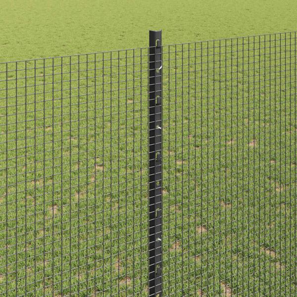 Zaun mit Pfosten Grau 1,4 x 50 m Stahl und PVC
