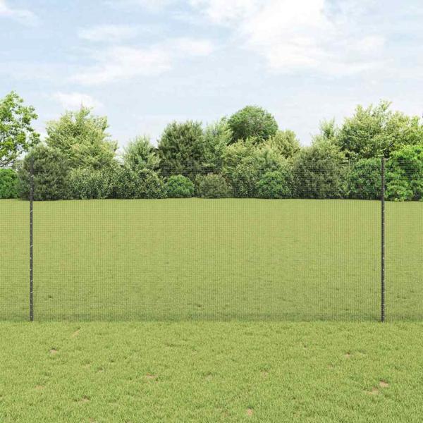 ARDEBO.de - Geschweißter Drahtzaun mit Pfosten 50 x 1,4 m Grau Netz