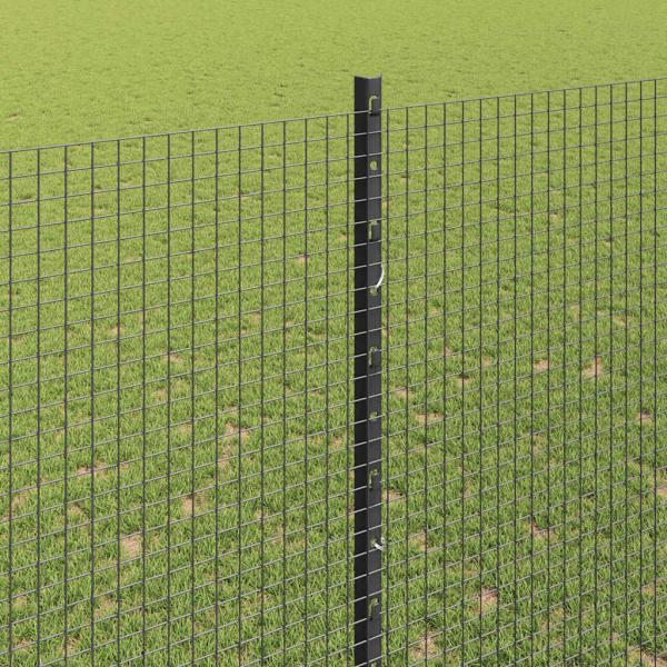 Zaun mit Pfosten Grau 1,5 x 50 m Stahl und PVC