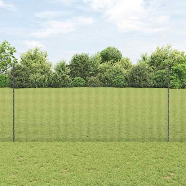 Zaun mit Pfosten Grau 1,5 x 50 m Stahl und PVC