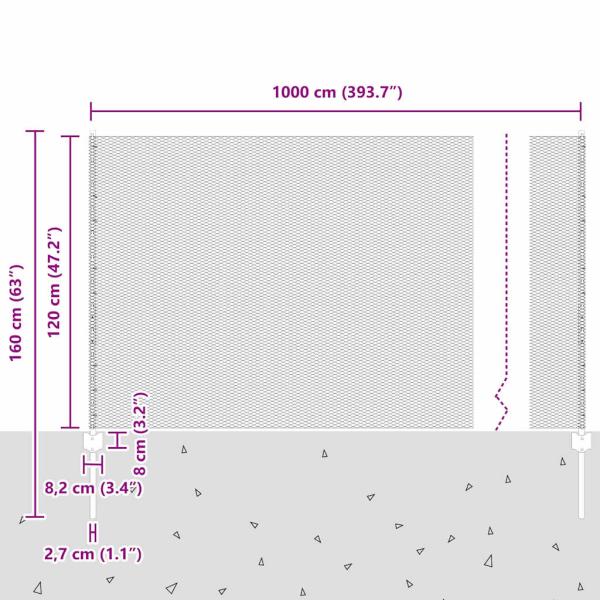 Zaun mit Pfosten Grün 1,2 x 10 m Stahl und PVC