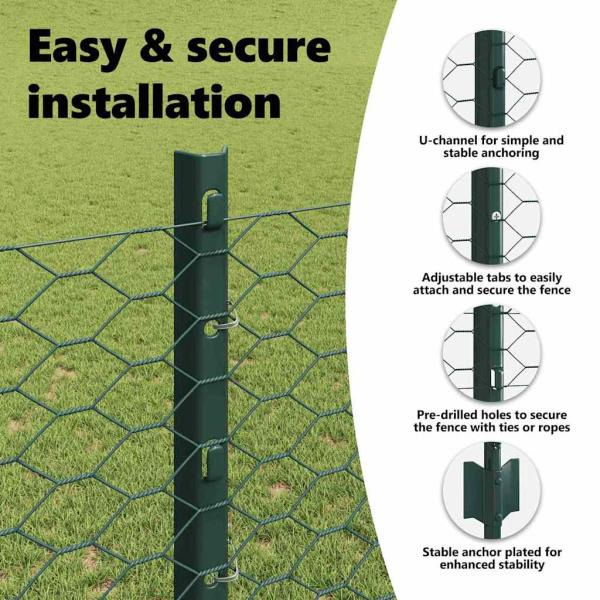 Zaun mit Pfosten Grün 1,2 x 25 m Stahl