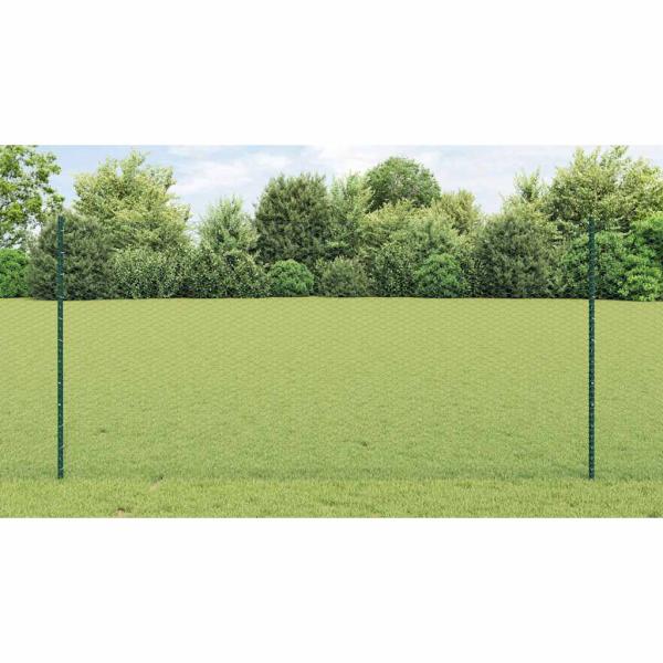 Zaun mit Pfosten Grün 1,2 x 25 m Stahl