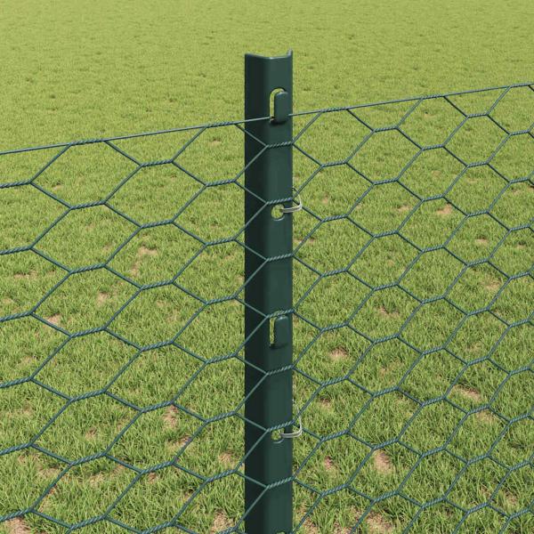 Zaun mit Pfosten Grün 1,2 x 25 m Stahl