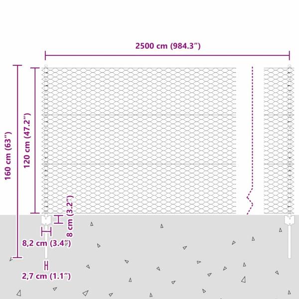 Zaun mit Pfosten Grün 1,2 x 25 m Stahl